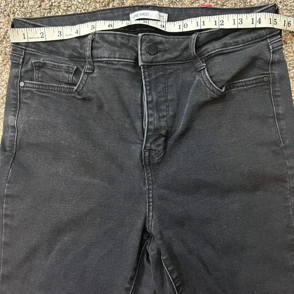 NINEWEST HIGH WAIST BOOT CUT BLACK GRAY JEANS SPLIT ANKLE STRETCH - Picture 11 of 15